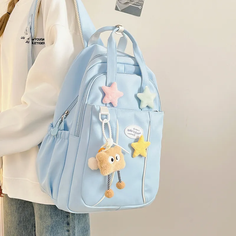 KARUISHA Nylon Backpack Women's Yellow/Pink/Blue/Purple/Black-10
