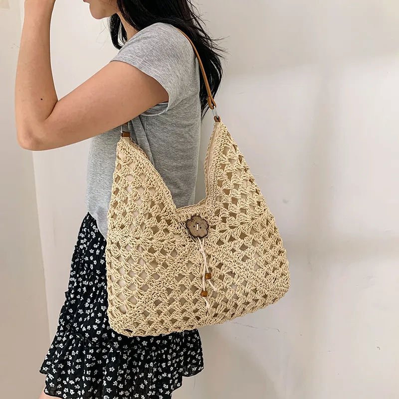 KARUISHA Straw Woven Shoulder Bag Women's Multicolor-3
