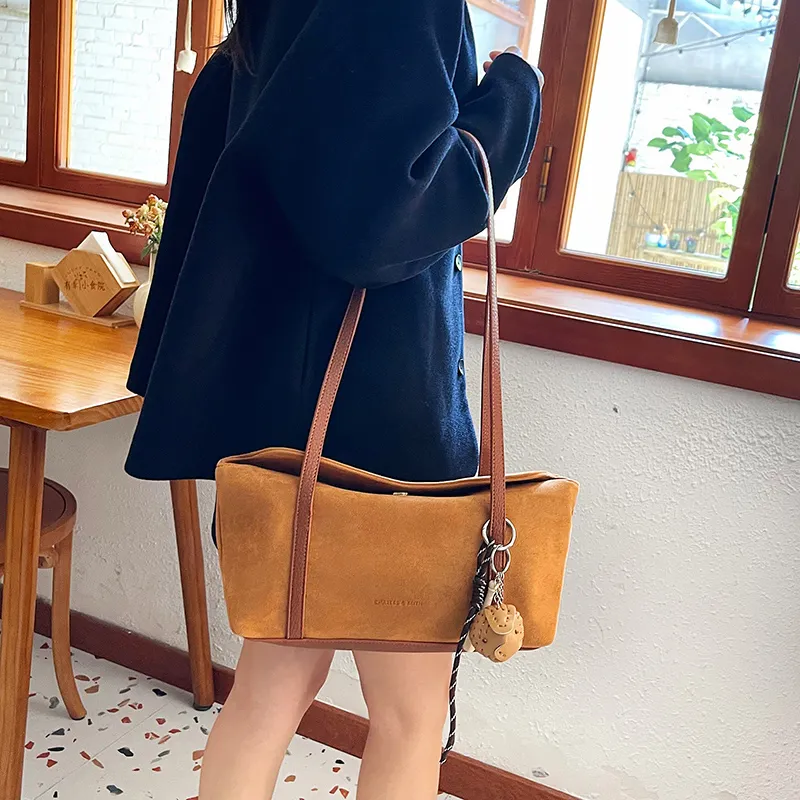 KARUISHA Suede Shoulder Bag Women's Yellow Brown/Leopard Print/Coffee-16