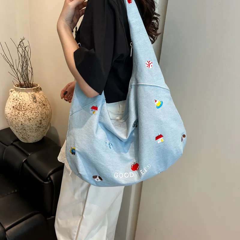 KARUISHA Denim Shoulder Bag Women's Multicolor-3
