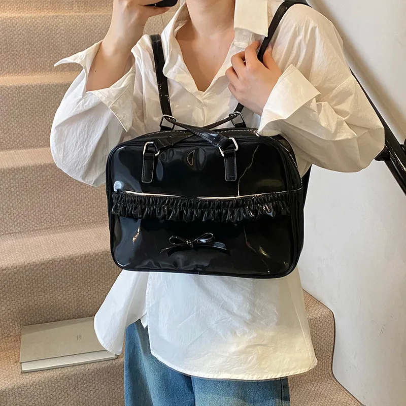 KARUISHA PU Backpack Shoulder Bag Women's White/Pink/Black-9