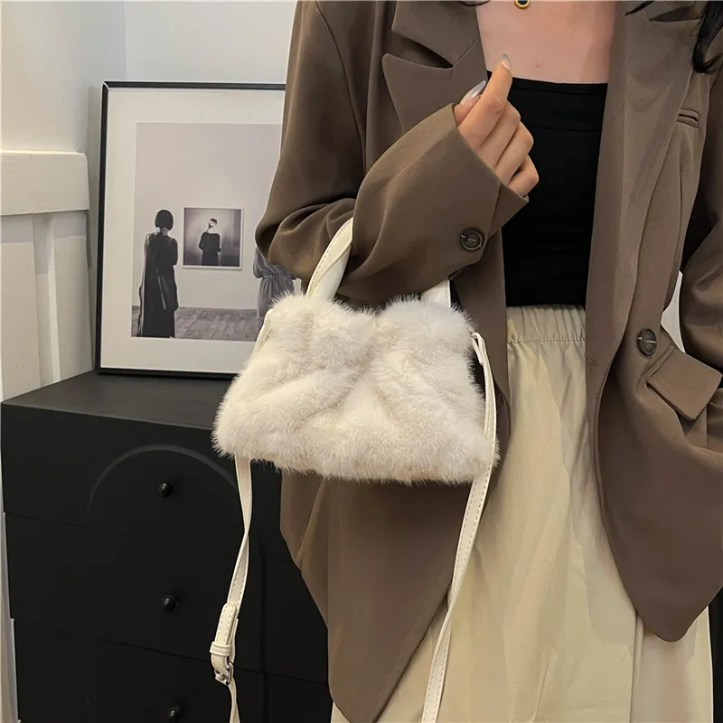 KARUISHA Plush Handbag Crossbody Bag Regular Women's Dark Khaki/Black/Pink/Purple/White-12