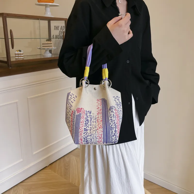 VERADONNA Polyester Handbag Regular Women's Blue/Pink/Ecru/Black/White/Purple/Dark Blue-18