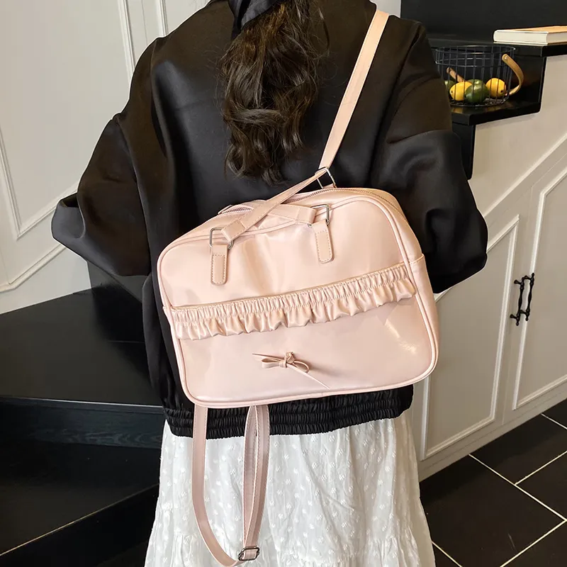 KARUISHA PU Backpack Shoulder Bag Women's White/Pink/Black-6