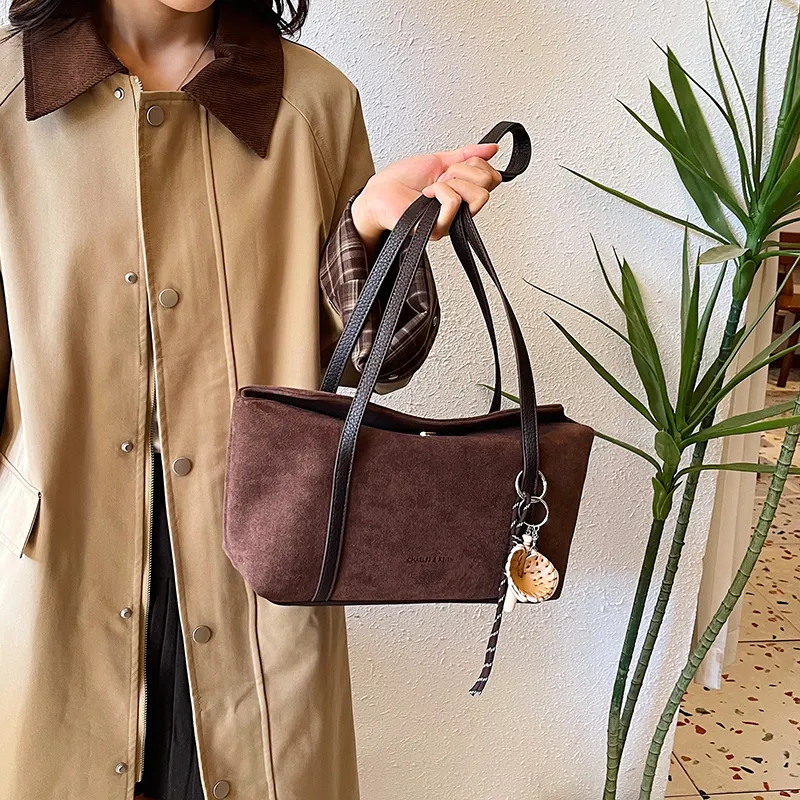 KARUISHA Suede Shoulder Bag Women's Yellow Brown/Leopard Print/Coffee-9