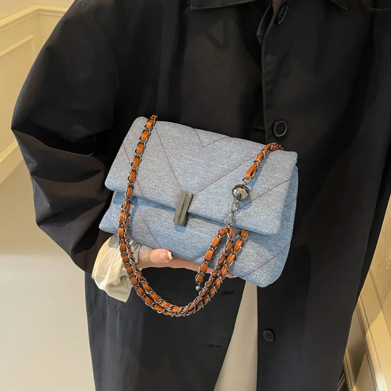 KARUISHA Denim Shoulder Bag, Crossbody Bag Regular Women's Dark Tea/Light Blue/Brown/Blue-23