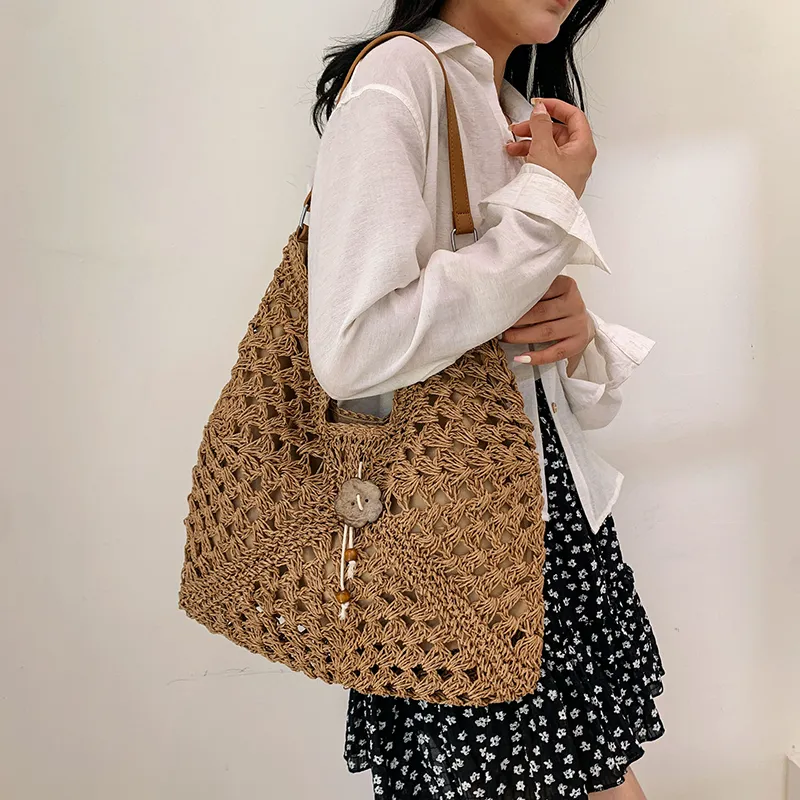 KARUISHA Straw Woven Shoulder Bag Women's Multicolor-7