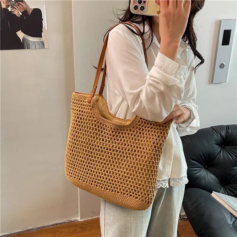 KARUISHA Fabric Shoulder Bag Women's Beige/Beige & Khaki/Khaki-9