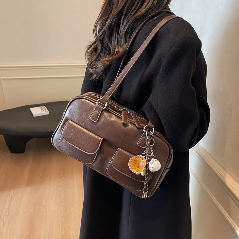 KARUISHA PU Shoulder Bag Women's Black Burgundy Brown Coffee-19