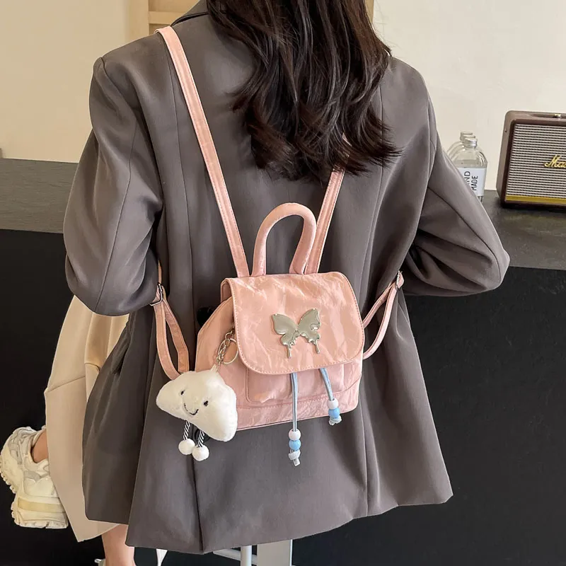 KARUISHA PU Carry Backpack Women's Pink/Silver/Black/Blue-2