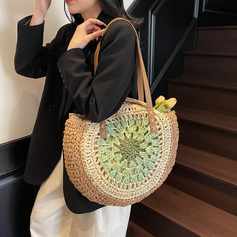 VERADONNA Straw Woven Shoulder Bag Women's Multicolor-1