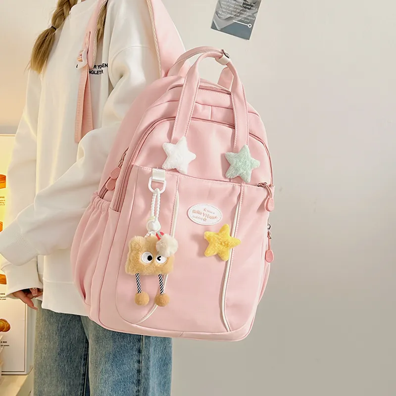 KARUISHA Nylon Backpack Women's Yellow/Pink/Blue/Purple/Black-6
