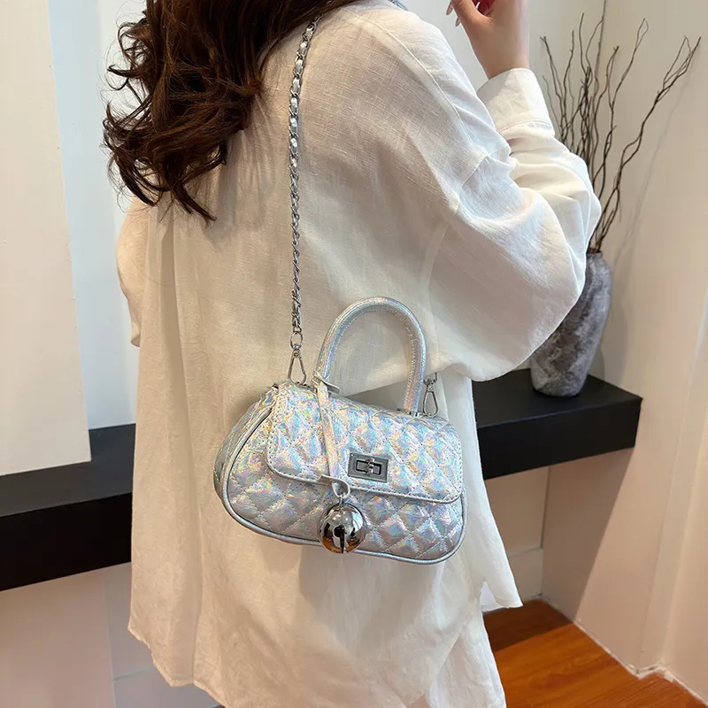 KARUISHA PU Crossbody Bag, One Shoulder Handbag Women's Dazzling Color Silver, Black, White-1