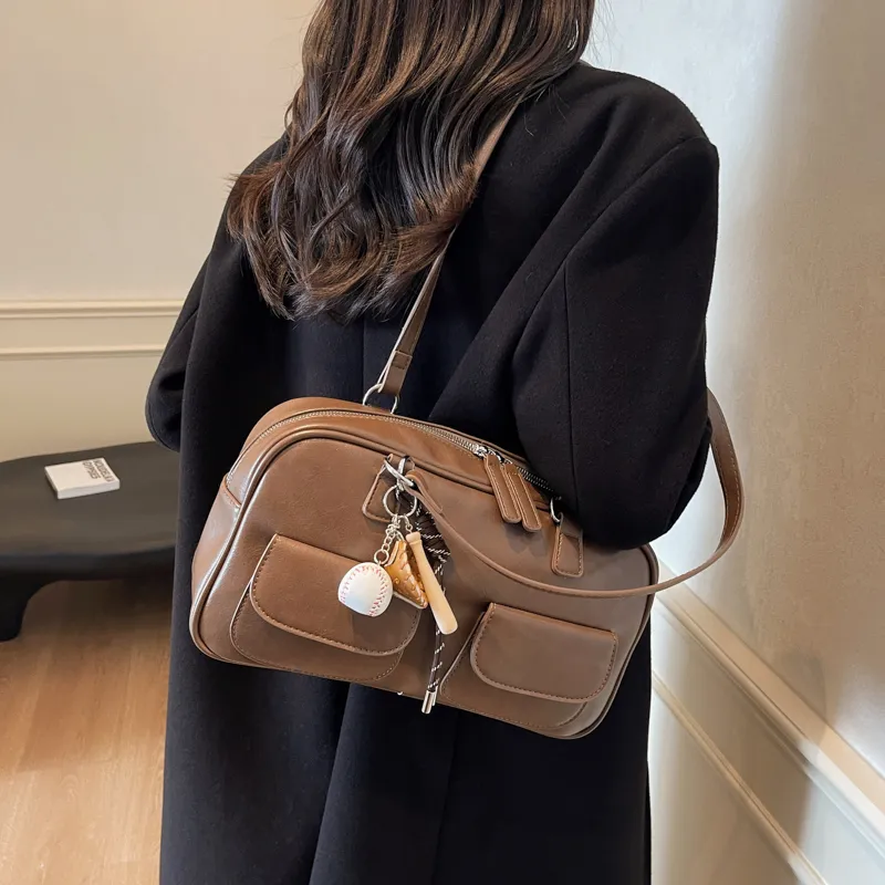 KARUISHA PU Shoulder Bag Women's Black Burgundy Brown Coffee-12