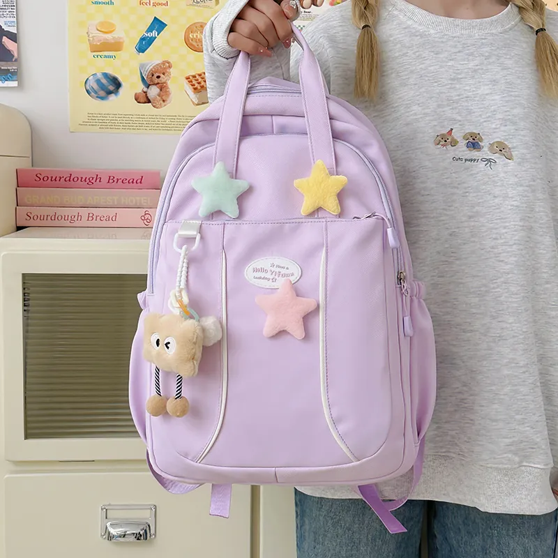 KARUISHA Nylon Backpack Women's Yellow/Pink/Blue/Purple/Black-15
