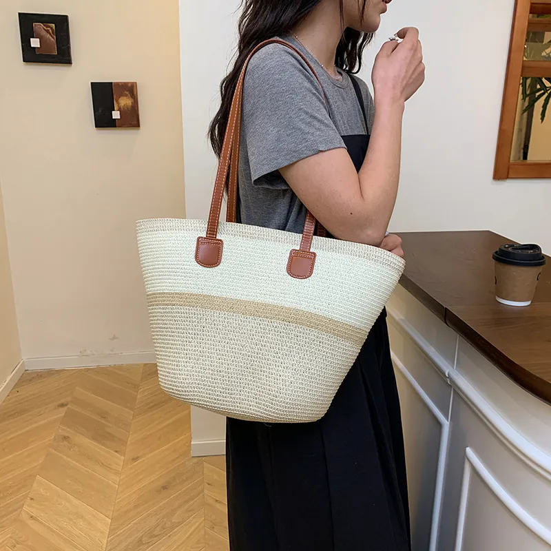 KARUISHA Woven Tote Bag, Shopping Bag, Shoulder Bag Women's Multicolor-1