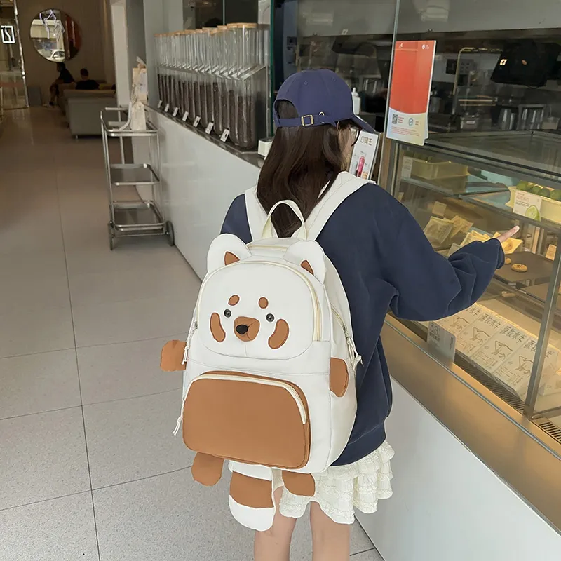 MOM'S HELPER Nylon Backpack Women's White/Khaki/Black-3