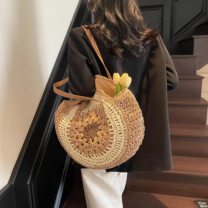 VERADONNA Straw Woven Shoulder Bag Women's Multicolor-13