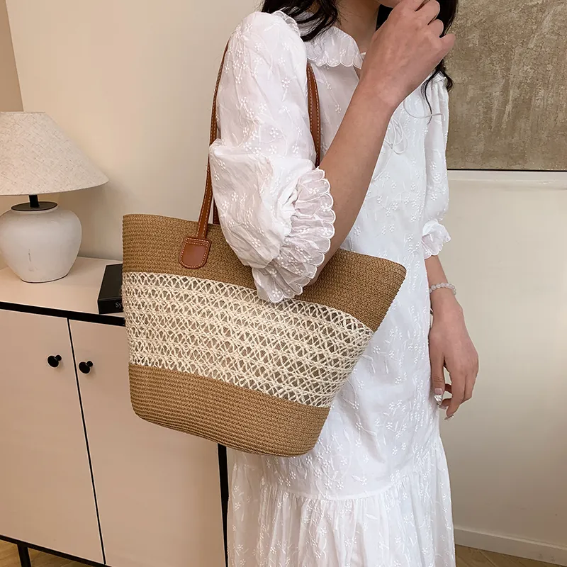 KARUISHA Woven Tote Bag, Shopping Bag, Shoulder Bag Women's Multicolor-11