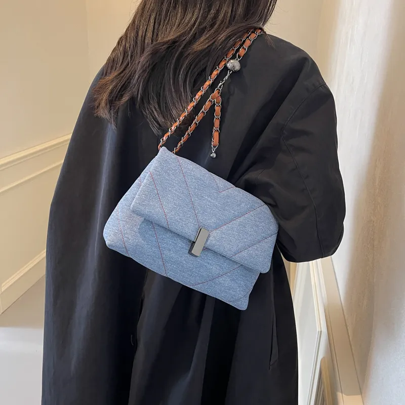 KARUISHA Denim Shoulder Bag, Crossbody Bag Regular Women's Dark Tea/Light Blue/Brown/Blue-25