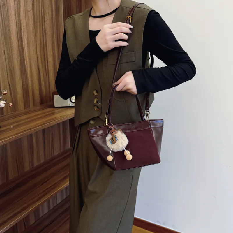 KARUISHA PU Bucket Bag Handbag Shoulder Bag Women's Black/Coffee/Burgundy/Brown-14