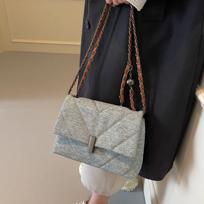 KARUISHA Denim Shoulder Bag, Crossbody Bag Regular Women's Dark Tea/Light Blue/Brown/Blue-7