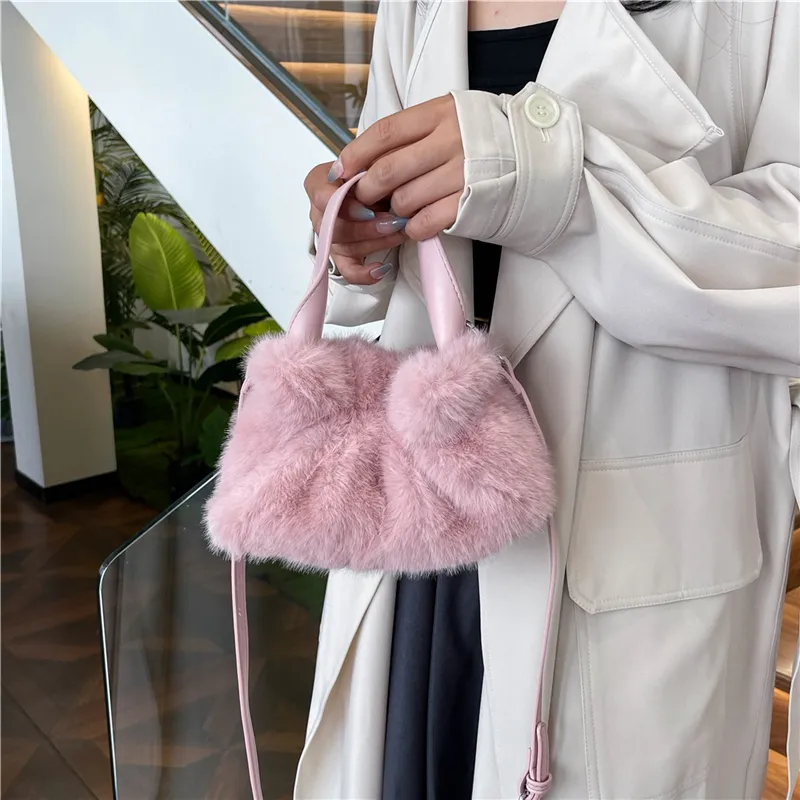 KARUISHA Plush Handbag Crossbody Bag Regular Women's Dark Khaki/Black/Pink/Purple/White-2