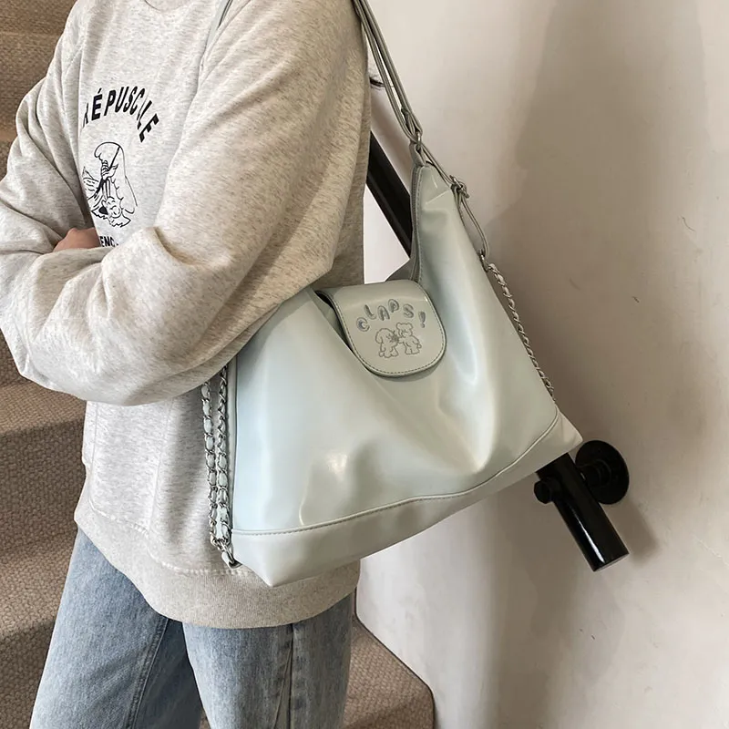 MOM'S HELPER PU Shoulder Bag Women's White/Blue/Pink/Black-5