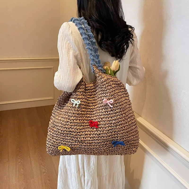 KARUISHA Straw Woven Handbag Shoulder Bag Regular Women's Multicolor-11