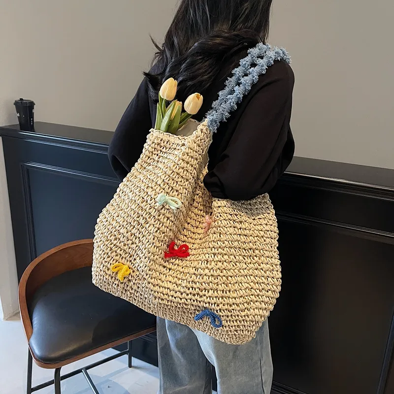KARUISHA Straw Woven Handbag Shoulder Bag Regular Women's Multicolor-5