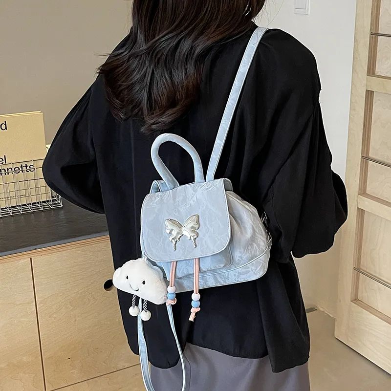 KARUISHA PU Carry Backpack Women's Pink/Silver/Black/Blue-16