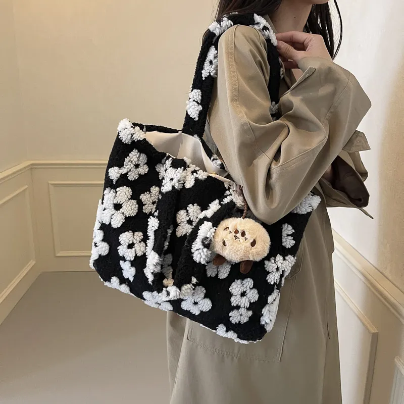 KARUISHA Plush Tote Bag, Shopping Bag, Handbag, Shoulder Bag Women's Multicolor-12