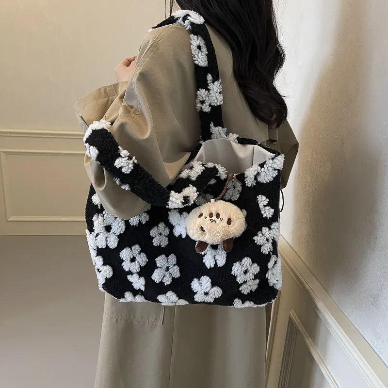 KARUISHA Plush Tote Bag, Shopping Bag, Handbag, Shoulder Bag Women's Multicolor-13
