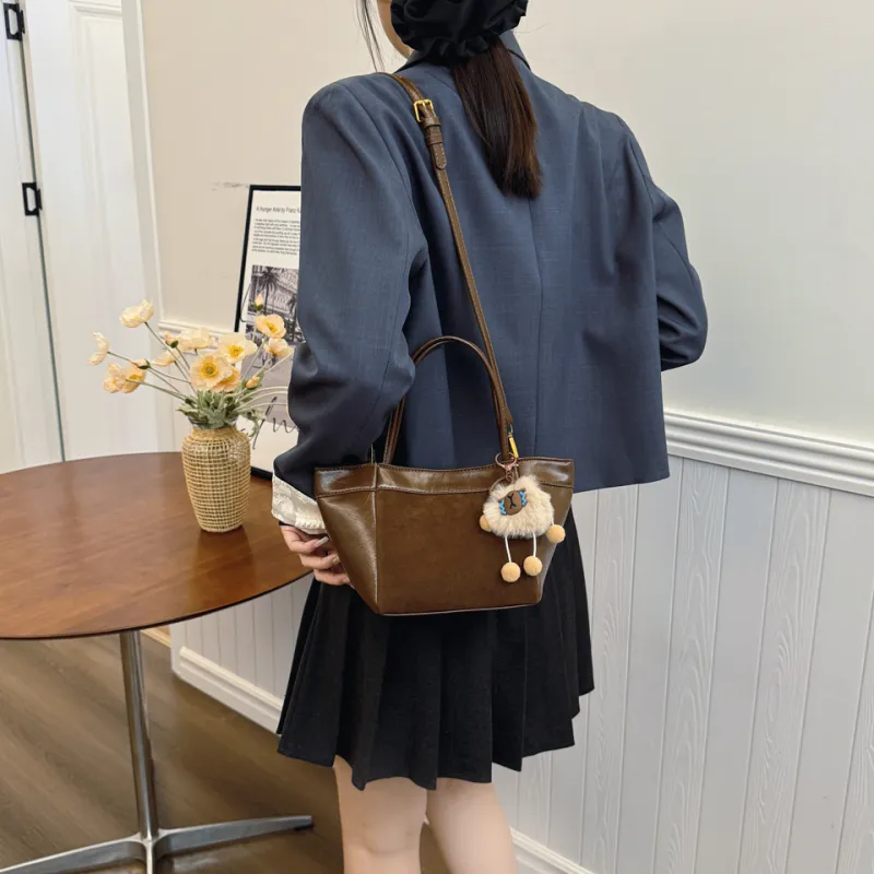 KARUISHA PU Bucket Bag Handbag Shoulder Bag Women's Black/Coffee/Burgundy/Brown-1