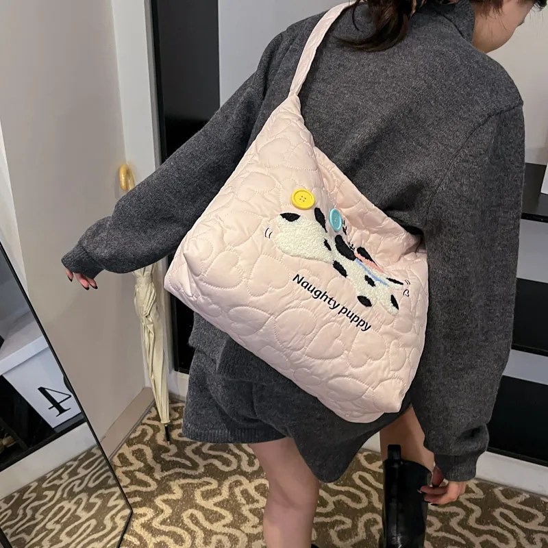 MOM'S HELPER Oxford Shoulder Bag Regular Women's White/Pink/Yellow-6