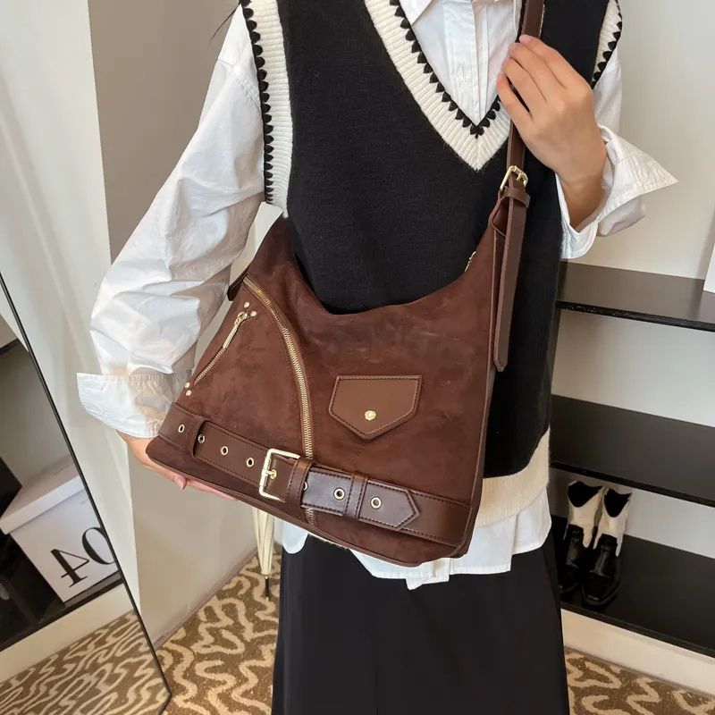 KARUISHA Suede Crossbody Bag, Shoulder Bag Women's Khaki/Black/Brown/Coffee-13