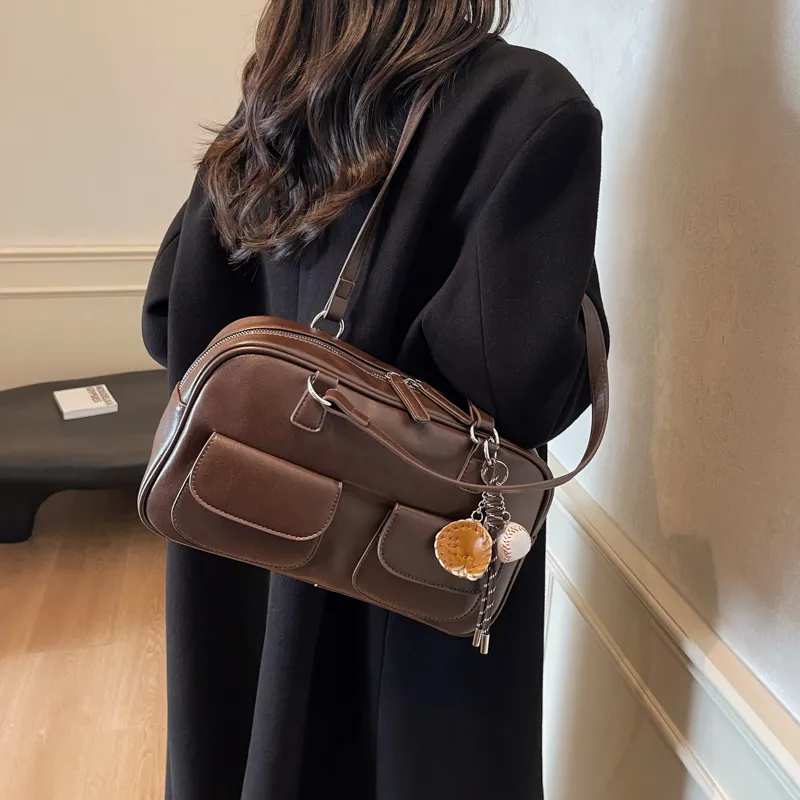 KARUISHA PU Shoulder Bag Women's Black Burgundy Brown Coffee-18