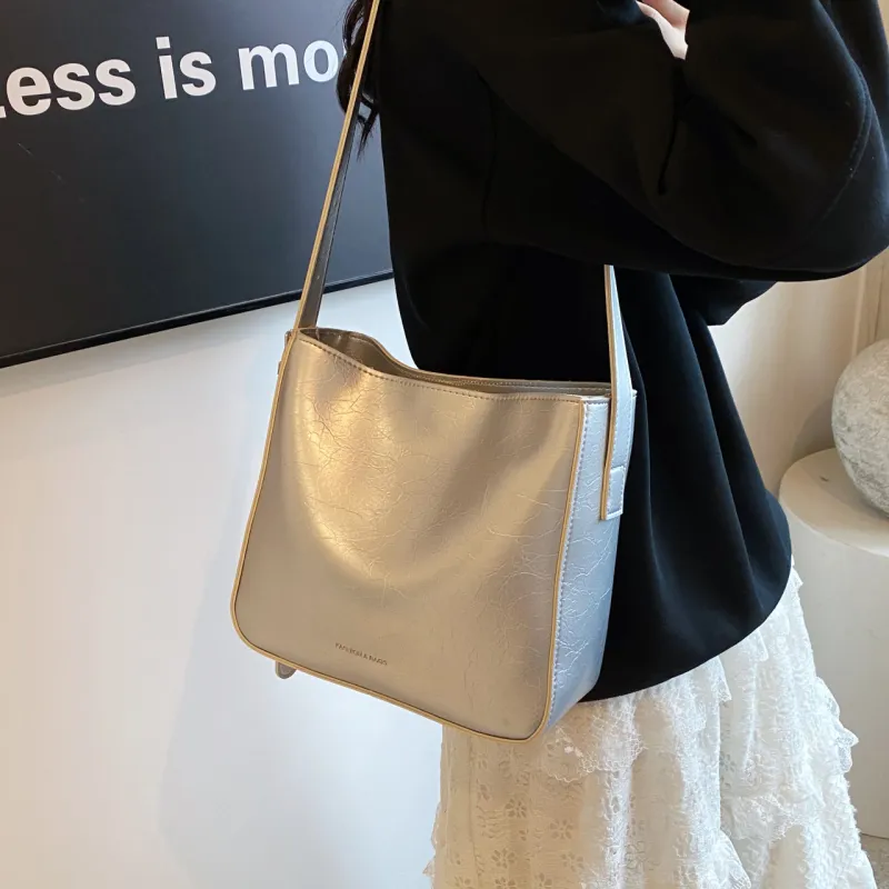 KARUISHA PU Bucket Bag, Crossbody Bag, Shoulder Bag Women's White/Silver/Black/Pink-5