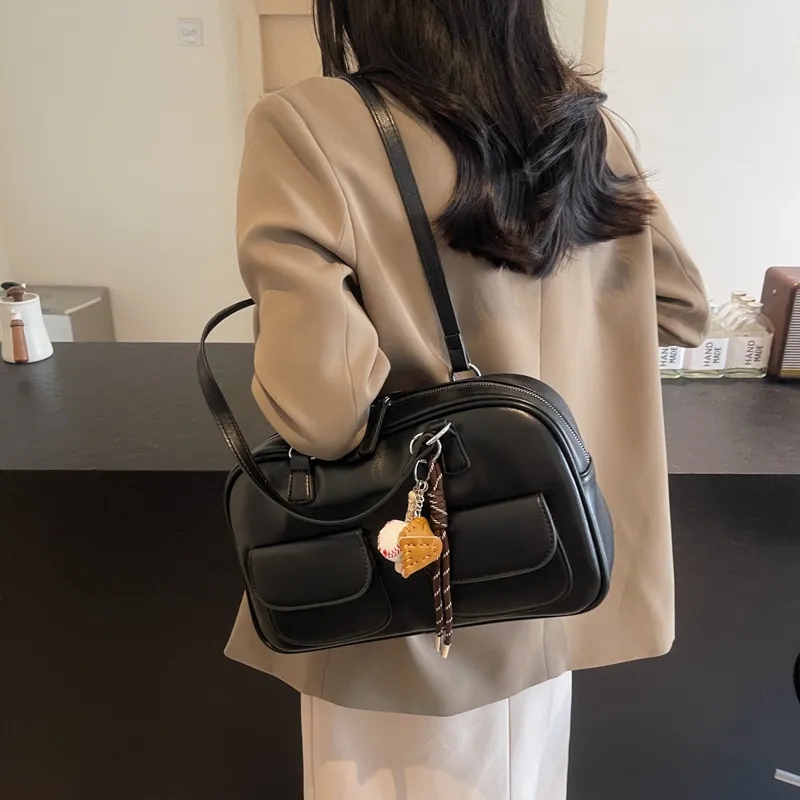 KARUISHA PU Shoulder Bag Women's Black Burgundy Brown Coffee-4