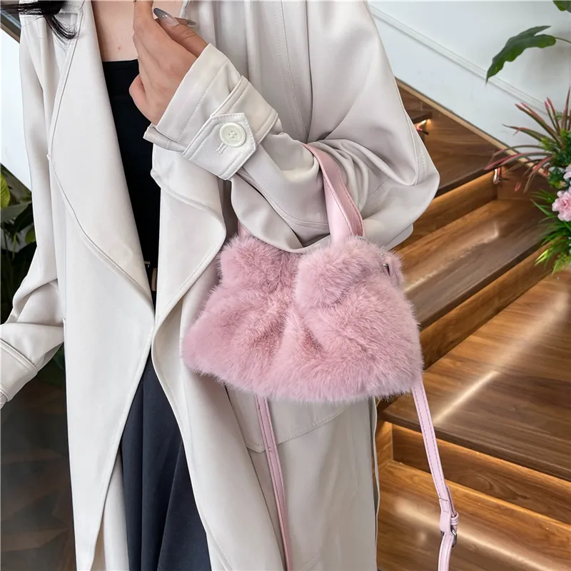KARUISHA Plush Handbag Crossbody Bag Regular Women's Dark Khaki/Black/Pink/Purple/White-1