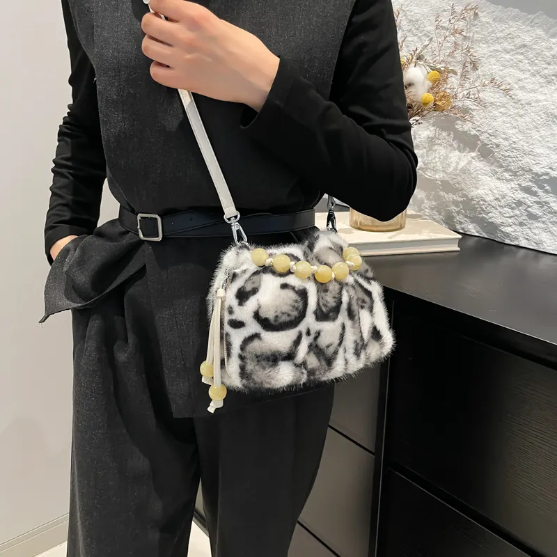 KARUISHA Plush Crossbody Bag Women's Black/White/Coffee/Leopard Print Black/Leopard Print Coffee/Khaki-12
