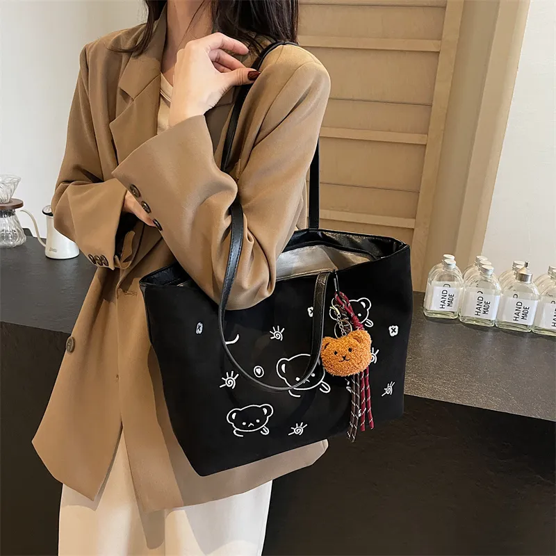 KARUISHA Suede Shoulder Bag Women's Black/Coffee/Brown-26