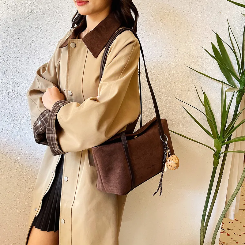 KARUISHA Suede Shoulder Bag Women's Yellow Brown/Leopard Print/Coffee-7