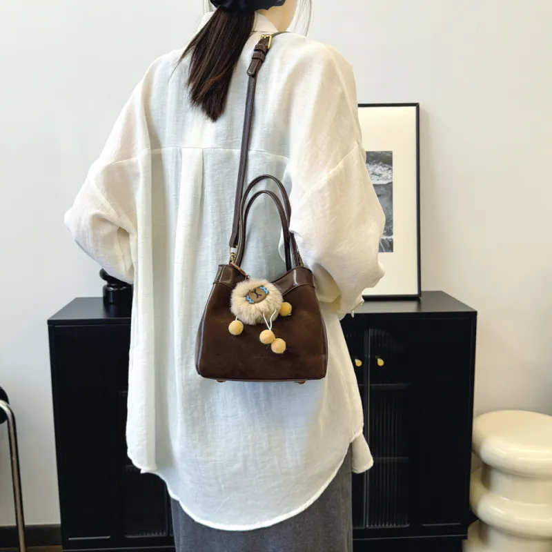 KARUISHA PU Bucket Bag Handbag Shoulder Bag Women's Black/Coffee/Burgundy/Brown-17