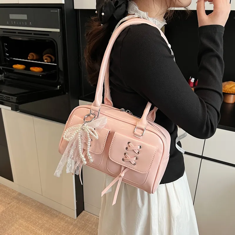 KARUISHA PU Shoulder Bag Women's White/Pink/Yellow/Black-7