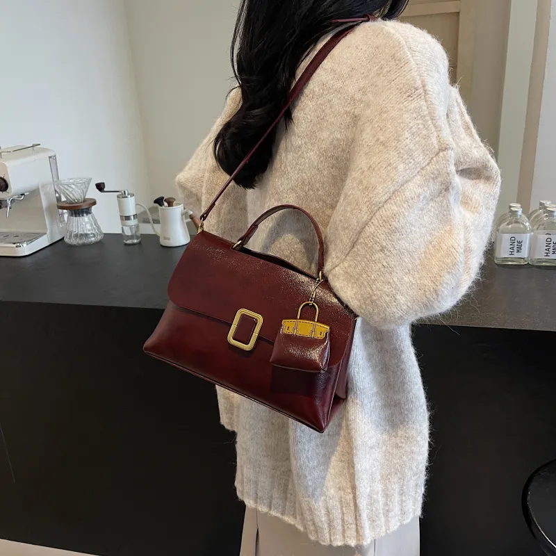 KARUISHA PU Handbag Shoulder Bag Crossbody Bag Women's Black Brown Coffee Burgundy Green-21