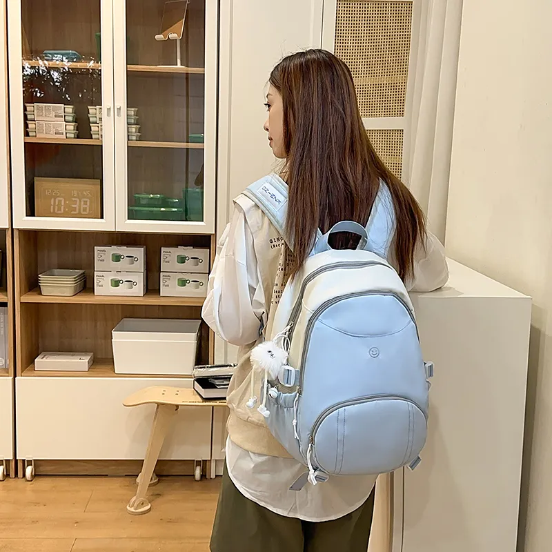 MOM'S HELPER Nylon Backpack Women's Pink/Blue/Black-6