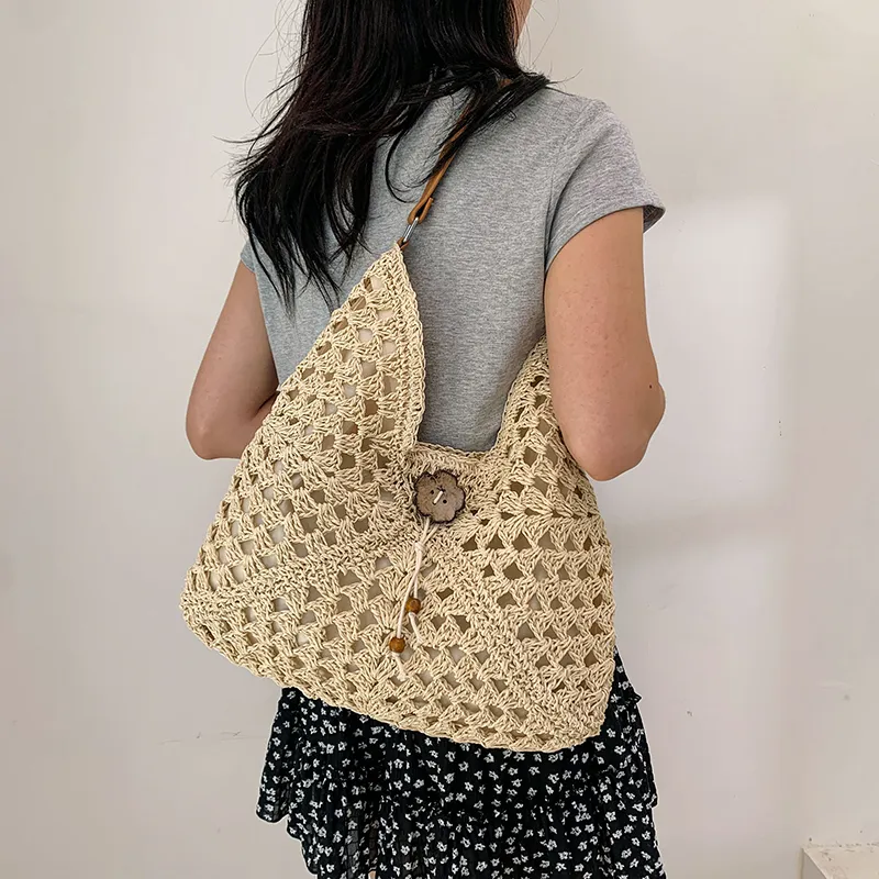 KARUISHA Straw Woven Shoulder Bag Women's Multicolor-1