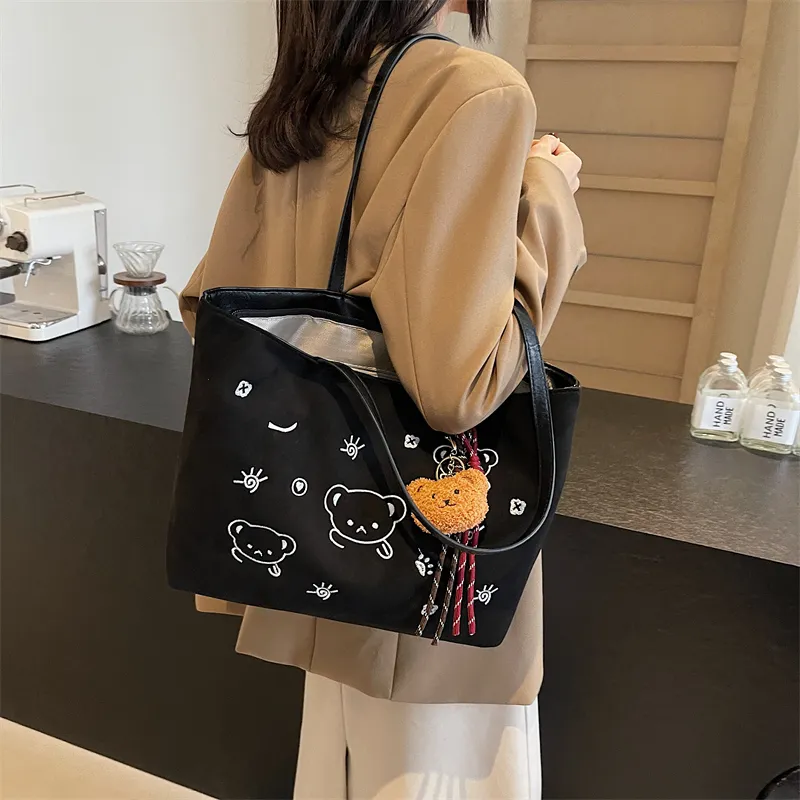 KARUISHA Suede Shoulder Bag Women's Black/Coffee/Brown-27