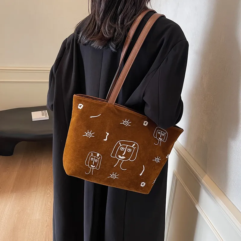 KARUISHA Suede Shoulder Bag Women's Black/Coffee/Brown-17